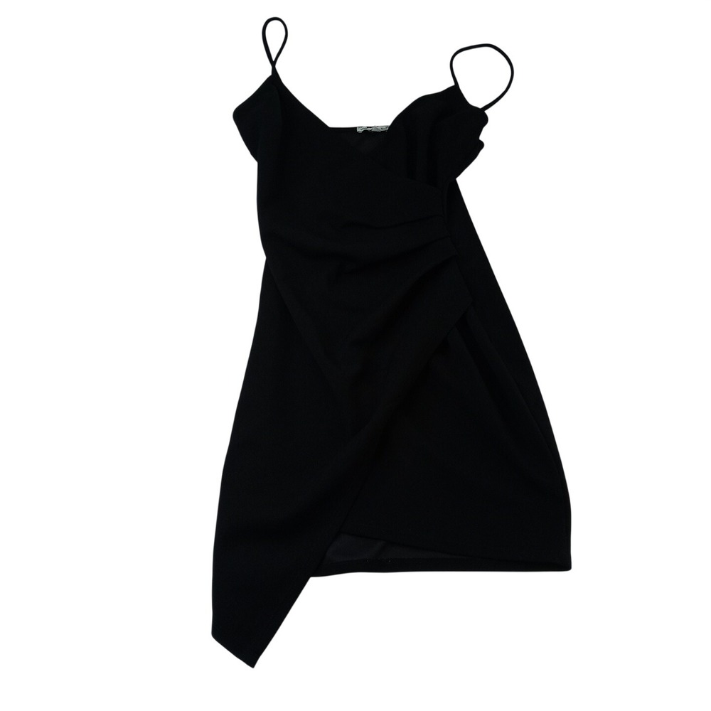 Charlotte Russe Black Spaghetti Strap Ruched Asymmetrical Hem Mini‎ Dress Size M